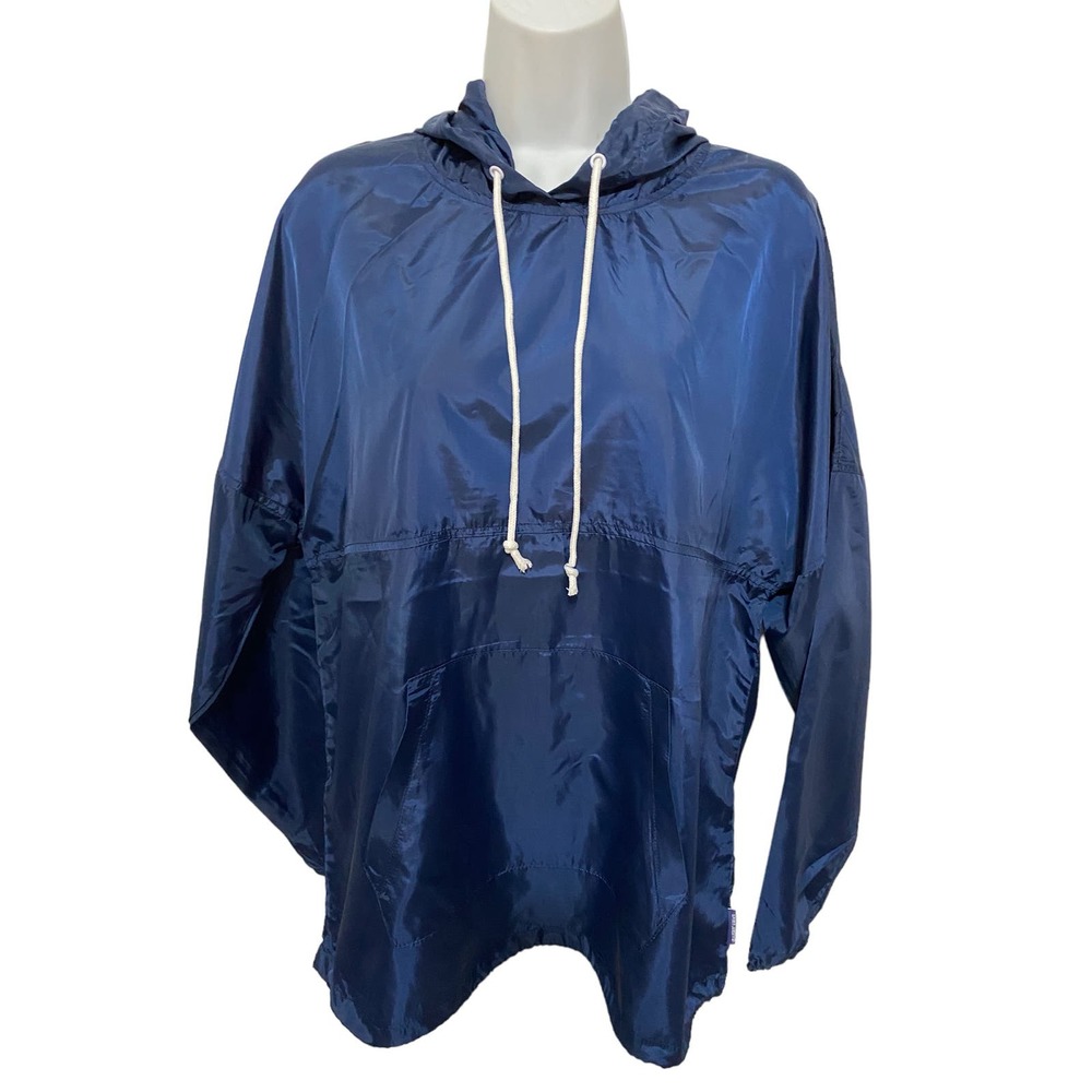 Spirit Jersey Unisex Windbreaker Hooded Jacket Blue Pull Over Pouch Pocket M